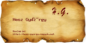 Hesz György névjegykártya